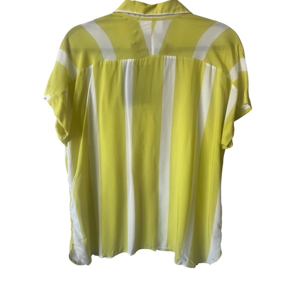 SKFK UMA Yellow White Stripe Viscose Button Up Shirt Medium Reg. $139 NWT - Picture 7 of 12